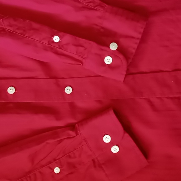 Roundtree & Yorke Men's Long Sleeve Button Down Shirt Fire Engine Red Size Large - Picture 7 of 14